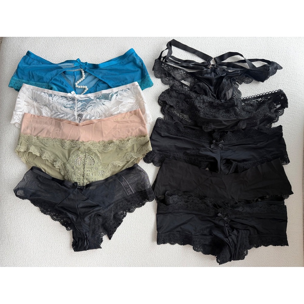 Victoria's Secret 10 Pc Panty Lot Size S Lace Mesh Cheeky Boyshort Lingerie